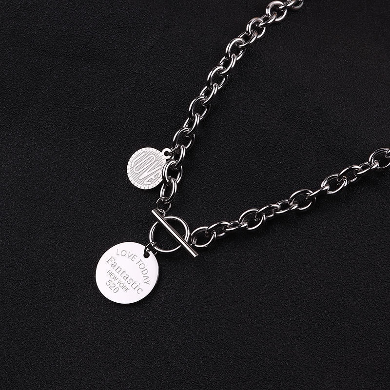 Kalung Rantai Klavikula Bahan titanium steel Desain Geometris Untuk Wanita