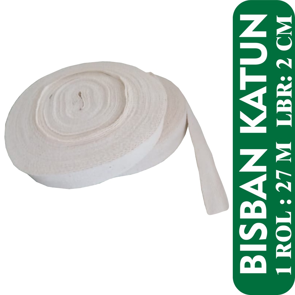 BISBAN/ BISBAN KATUN 2 CM/ BISBANTAS/PLIPIT/ Twill Tape Cotton / Pita Katun Raw White/TALI WEBBING/ 