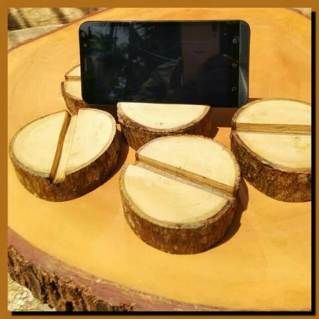 Natural wood phone stand docking hp