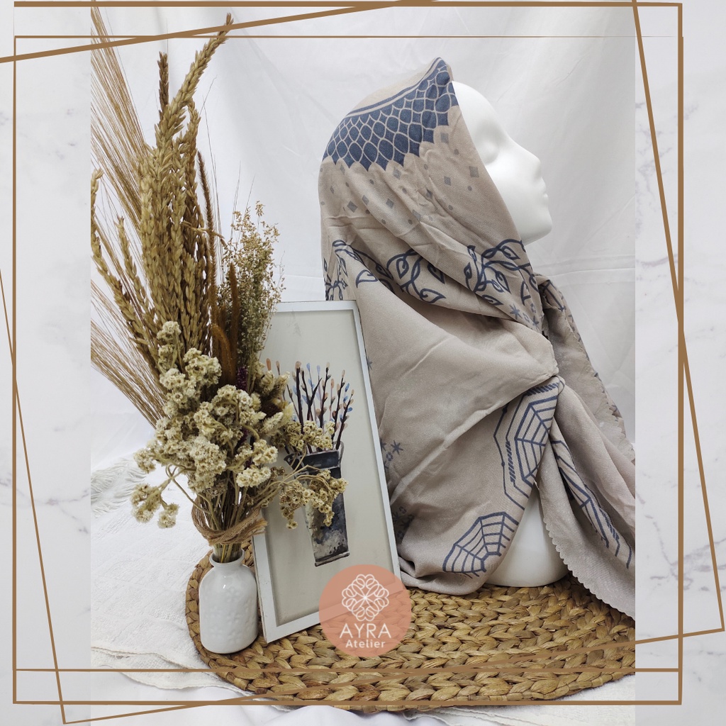 HIJAB SYARI SEGIEMPAT KERUDUNG JUMBO MOTIF JILBAB BESAR KERUDUNG JUMBO LASERCUT 130 cm JILBAB SYAR'I 130cm azzura Aubrey-E Daisy