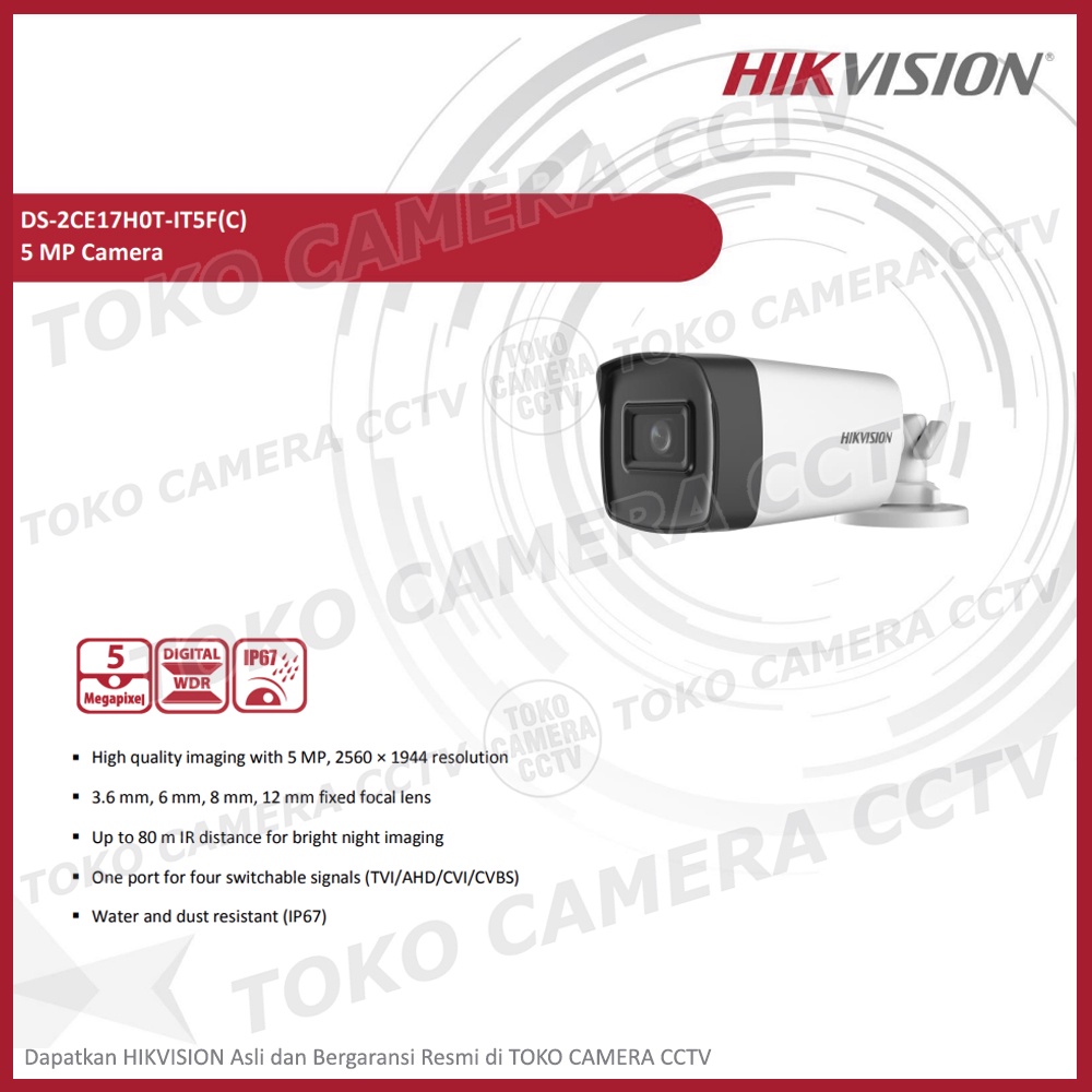 KAMERA CCTV OUTDOOR 5MP HIKVISION DS-2CE17H0T-IT5F