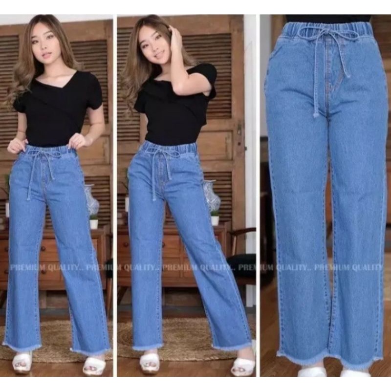 celana/jeans rawis wanita//kulot jeans rawis.terbaru.pinggang/karet