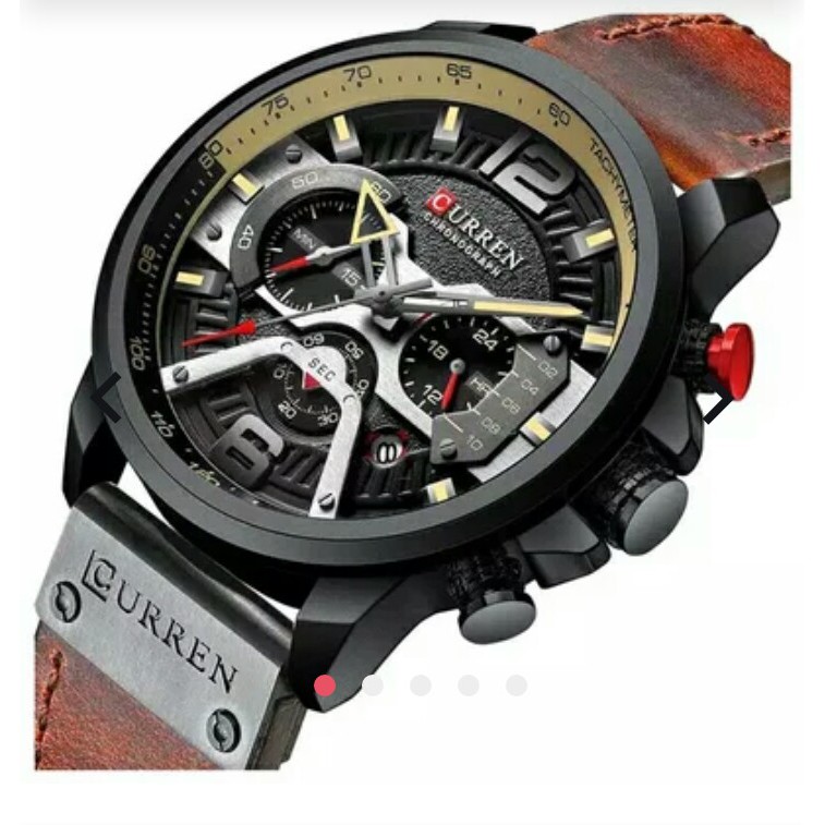 Jam Tangan Pria Curren Tali Kulit Asli Analog Original Chrono Aktif Water Resistant