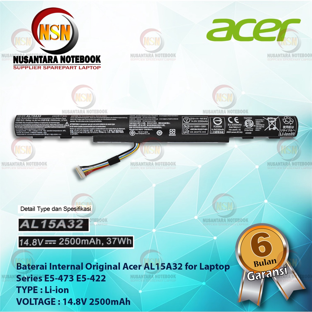 Baterai Internal Original Acer AL15A32 for Laptop Series E5-473 E5-422