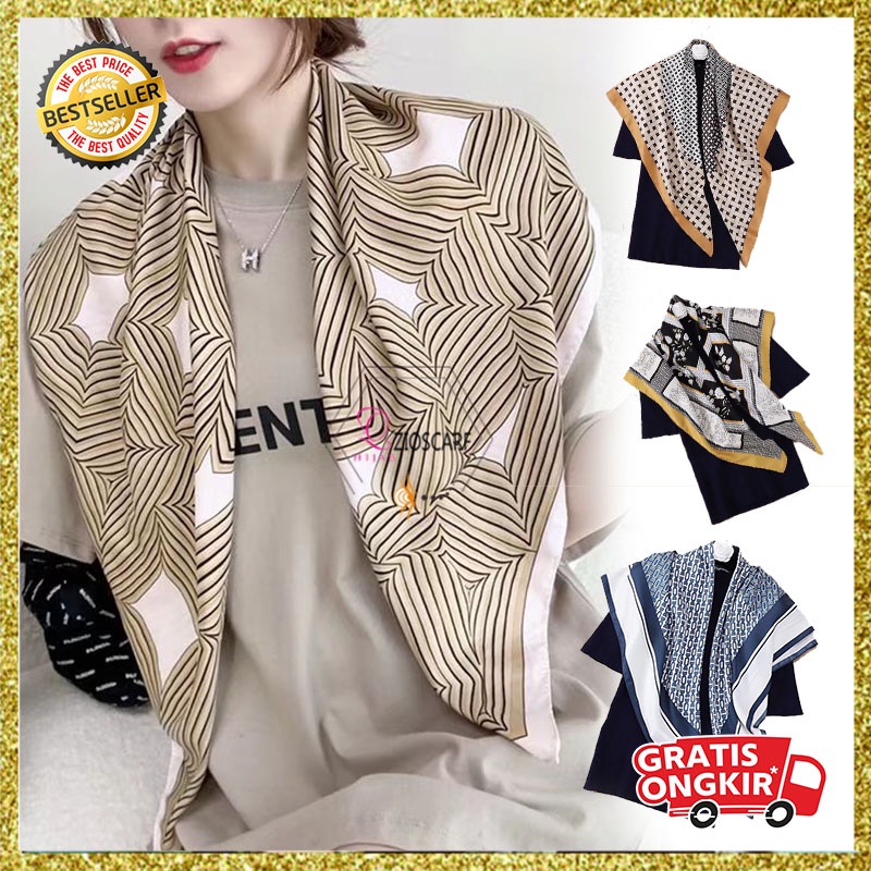 Jilbab Segiempat Silk Satin 90x90 Tidak Tembus Pandang Hijab Square Satin Import Premium A21