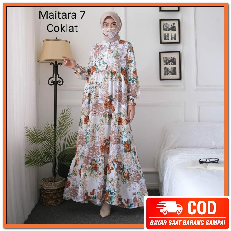 Trend Gamis Lebaran Terbaru 2021 Dominiq Premium Pesta Mewah Keki MT570 Maxi Maitara 7 - Cokelat