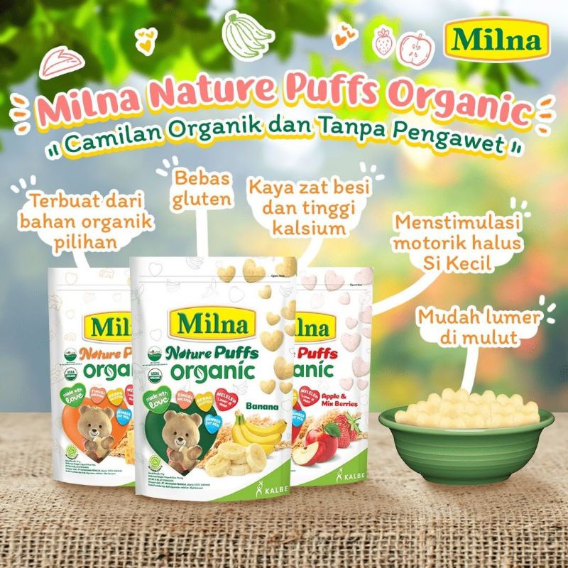 

Milna puff, Milna nature puffs organic, Snack organik, Snack anak anak, Snack baby, cemilan sikecil