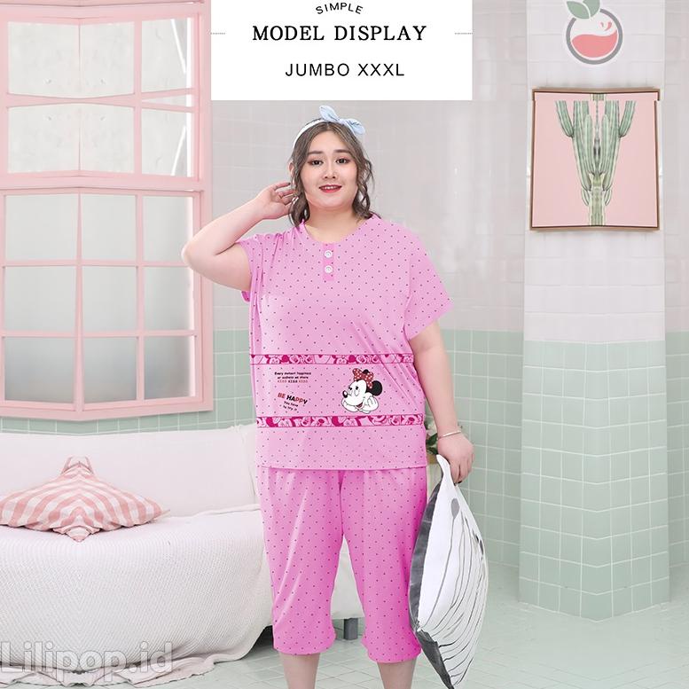 [KODE HNM88] Baju Tidur Jumbo Wanita 3/4 XXXL Bigsize Ld 120 Babydoll Celana Pendek Oversize Bahan K