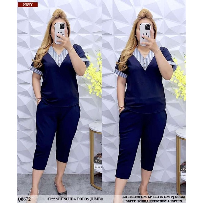 3122 SETELAN WANITA SCUBA POLOS BKK