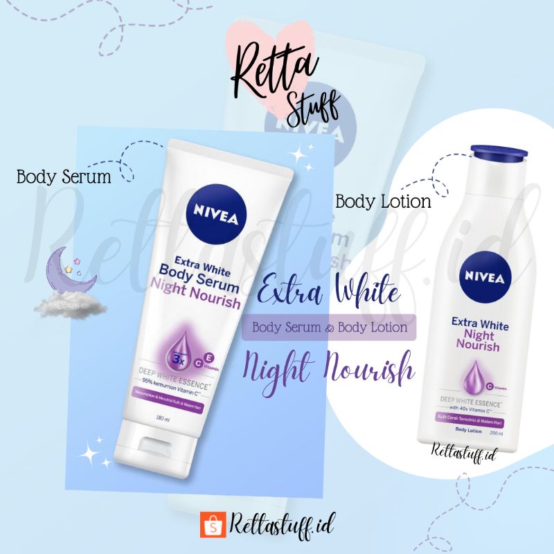 Jual NIVEA EXTRA WHITE BODY SERUM & BODY LOTION NIGHT NOURISH ORIGINAL