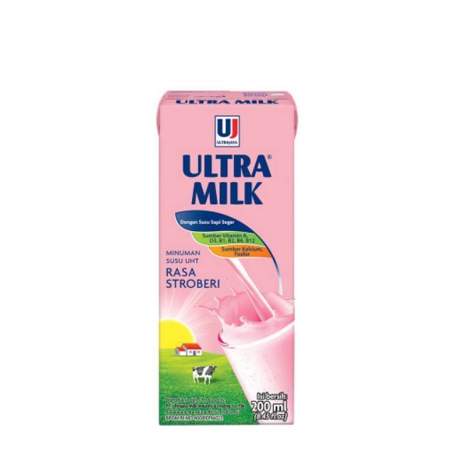 

Paket 5 pcs - Ultra Milk Susu UHT Rasa Stroberi 200 ml