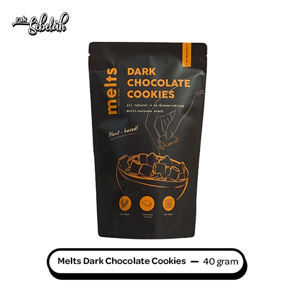 

Melts Dark Chocolate Cookies 40gr Vegan | Plant Based | Healthy | Diet Sehat | Low Calorie