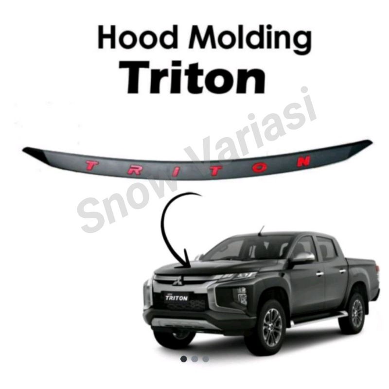 Hood molding / list kap mesin all new Triton 2019 hitam emboss merah