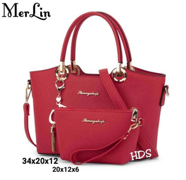 Fashion merlin 2in1 /fashion wanita /tas handbag satu set murah