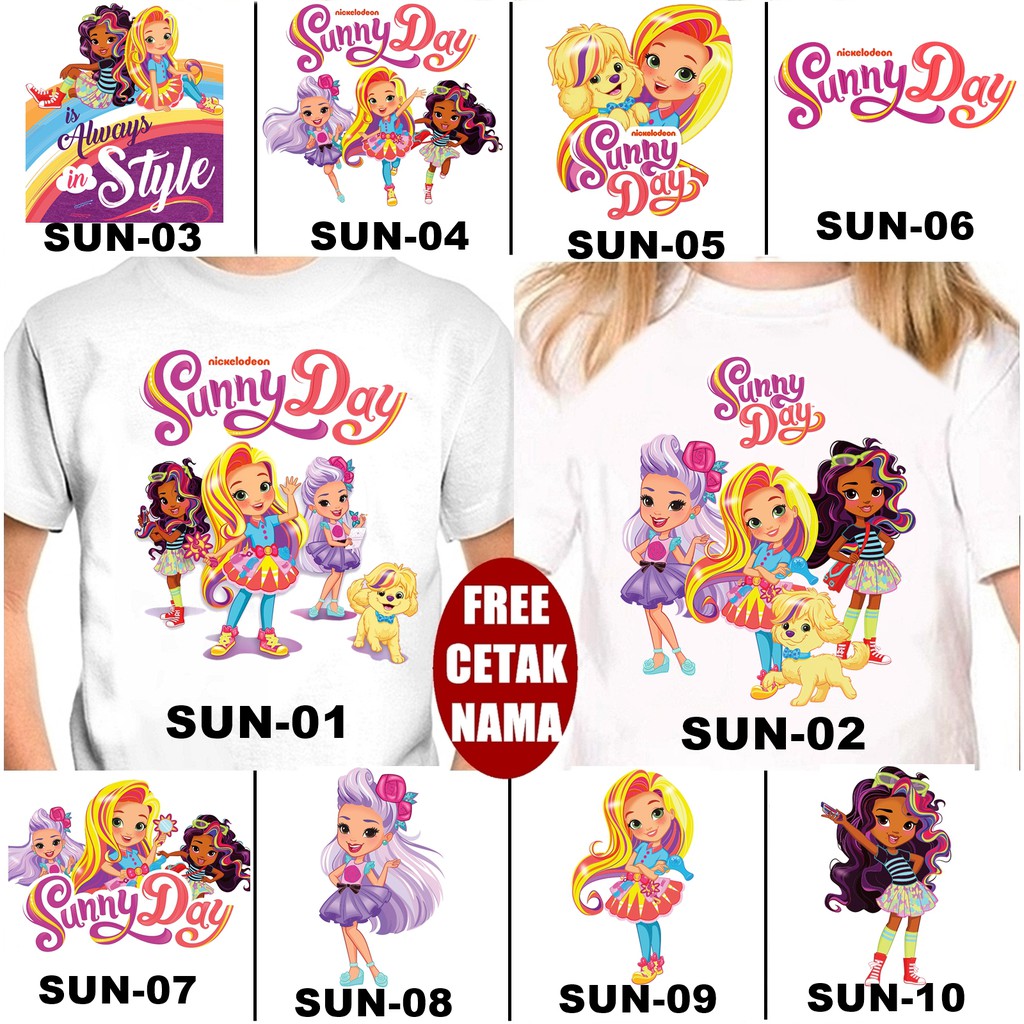  FREE NAMA Baju  Kaos COUPLE ANAK  DAN  DEWASA  SUNNY DAY 