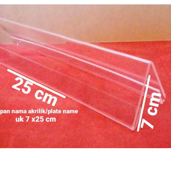 

Big Sale - akrilik papan nama/ name tag uk 7 x 25 cm tebal 2mm