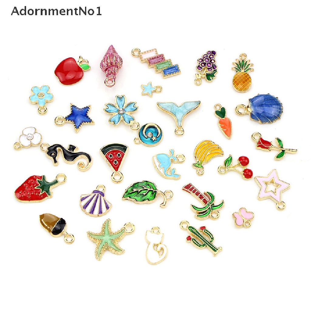 (AdornmentNo1) 30pcs / Set Liontin Enamel Campur Untuk Kerajinan Tangan / Perhiasan DIY