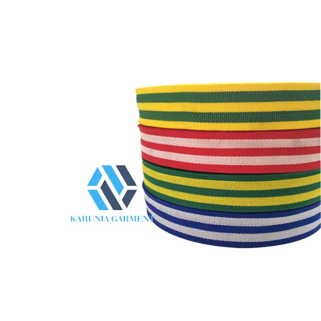 TALI WEBBING PITA 3.5 CM WEBING BISBAN GANTUNGAN KALUNG MEDALI 5 STRIP HIGH QUALITY