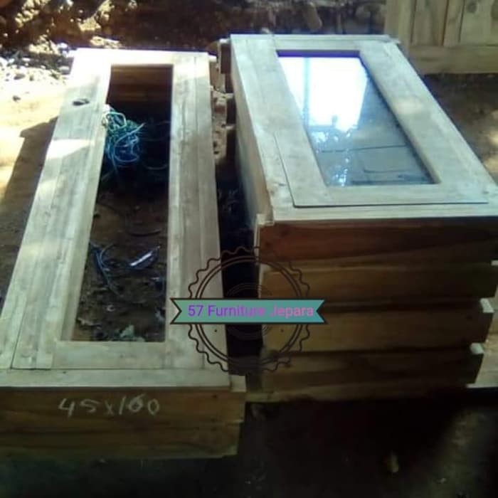 Pintu jendela depan + kusen kayu jati mentahan