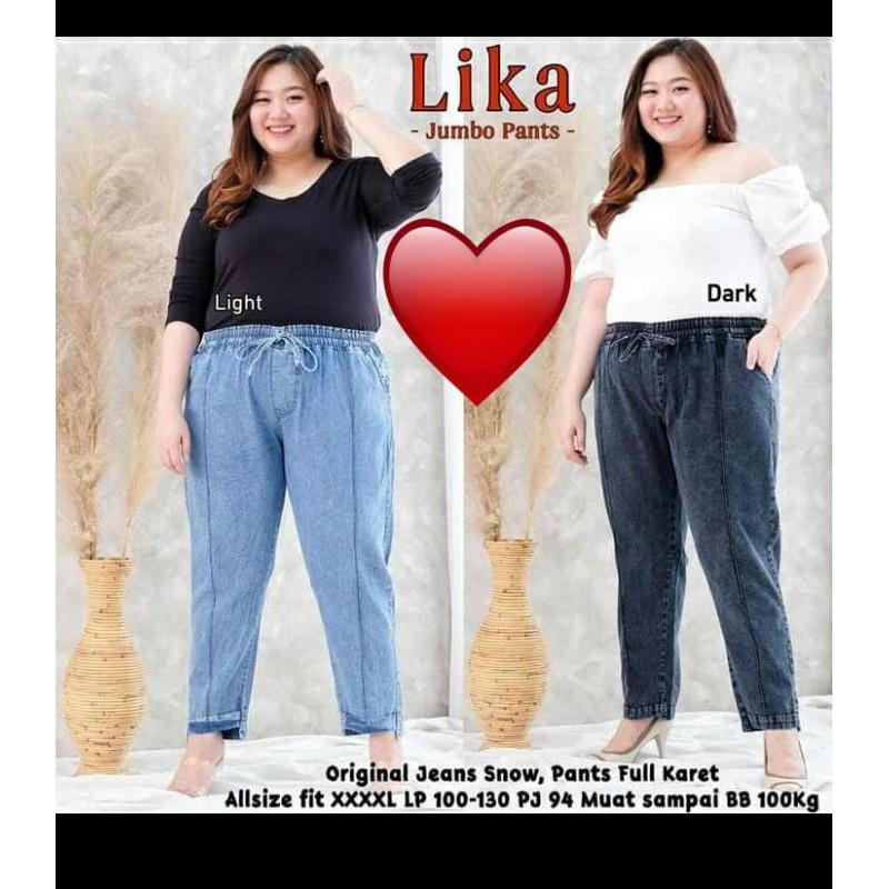 Celana jumbo jeans wanita baggy pants jumbo kekinian Celana Jumbo Sandwash Bahan Jeans Denim Bawahan Wanita Big Size Trend