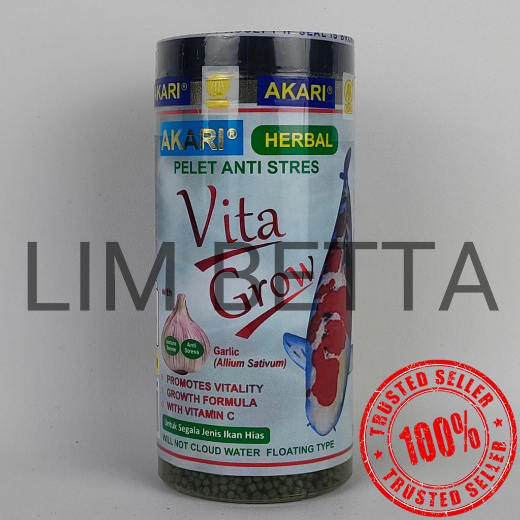 (BOTOL) AKARI VITAGROW 1 MM 100 GRAM / MAKANAN KOI DAN KOKI