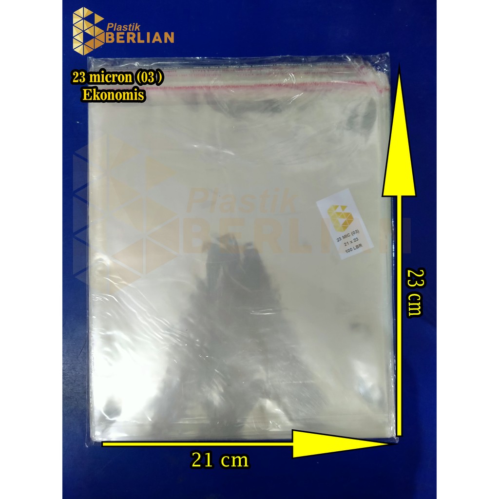 

21 x 23 cm Plastik OPP EKONOMIS 23micron (100 lbr) (lem/seal)
