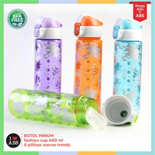  ABS BOTOL  MINUM CORAK  DAUN FASHION 600ML BPA FREE 