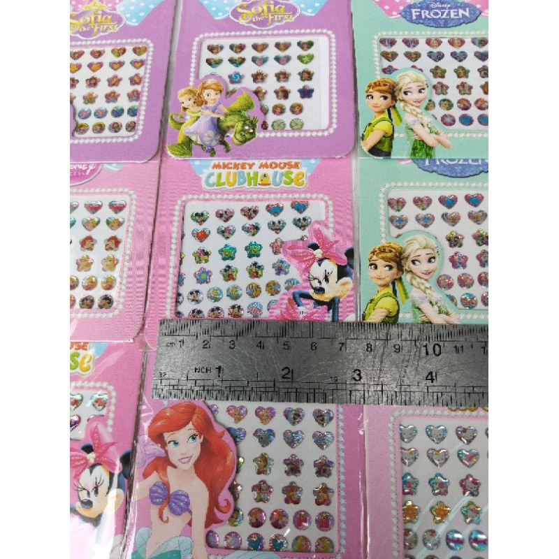 Stiker Kuku / Stiker Anting Hologram Karakter Princess Frozen dkk Lucu Banget Murah