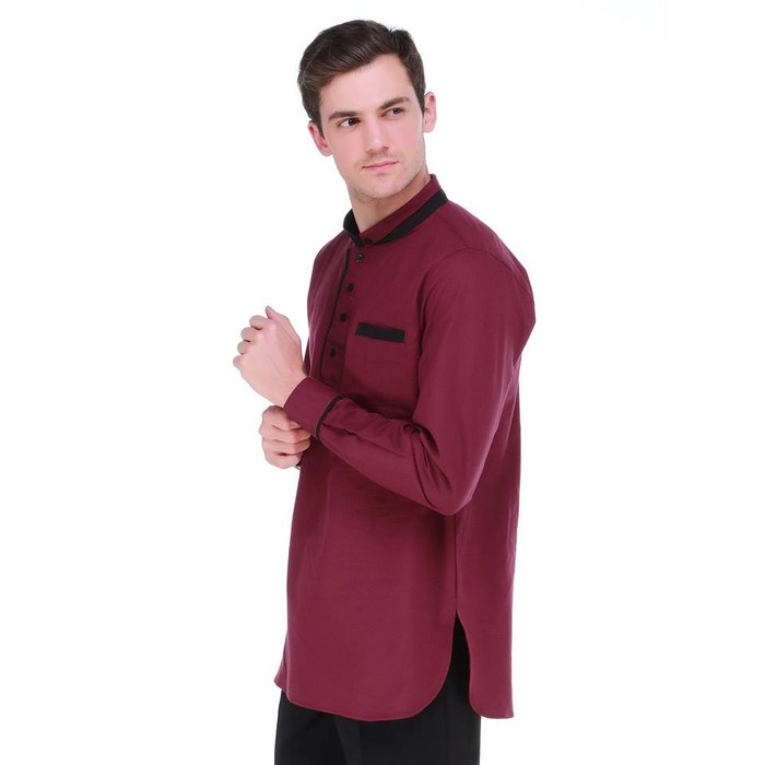 BEST SELLER Baju Kemeja Koko Habib Pria 5 Warna Coklat Hijau Army Merah