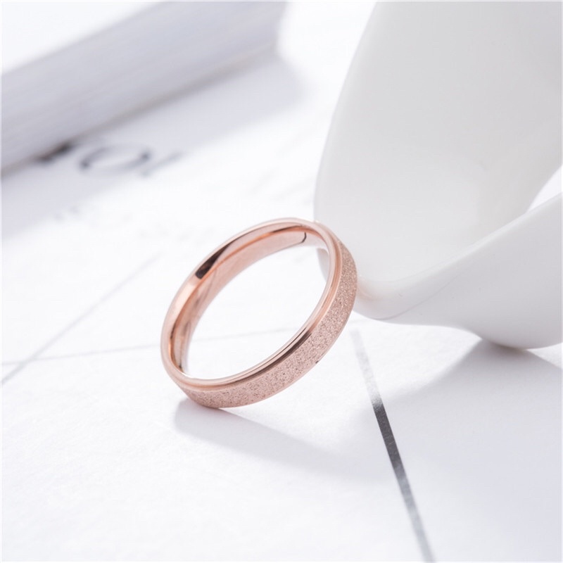 Cincin Titanium Grafir Pasir Korea Style Premium Anti Luntur