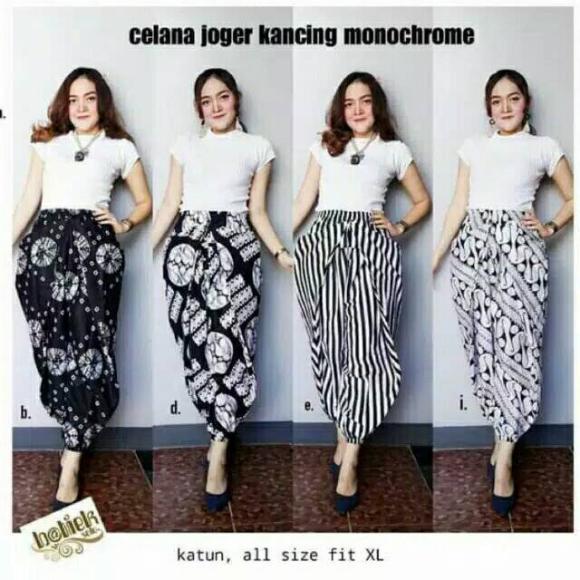 Aladin Pants Celana Joger Kancing Monochrome Batik Panjang