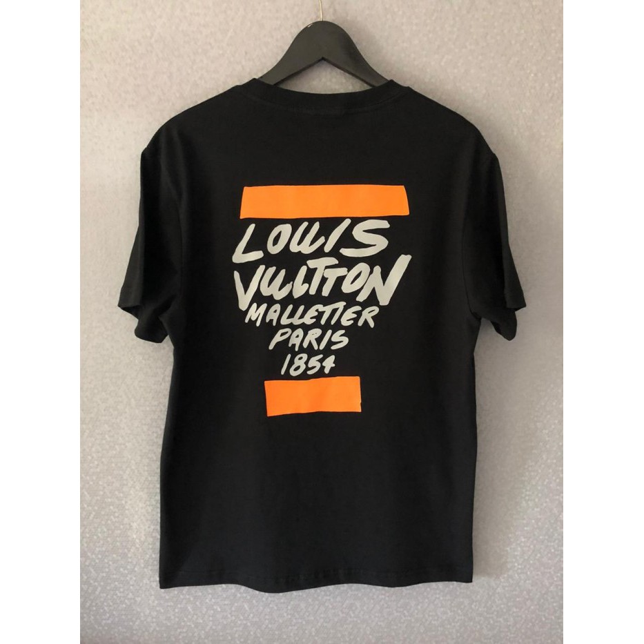 LV MALLETIER ORANGE BLACK PREMIUM BAJU KAOS PRIA WANITA BRANDED KEKINIAN KAOS DISTRO MURAH