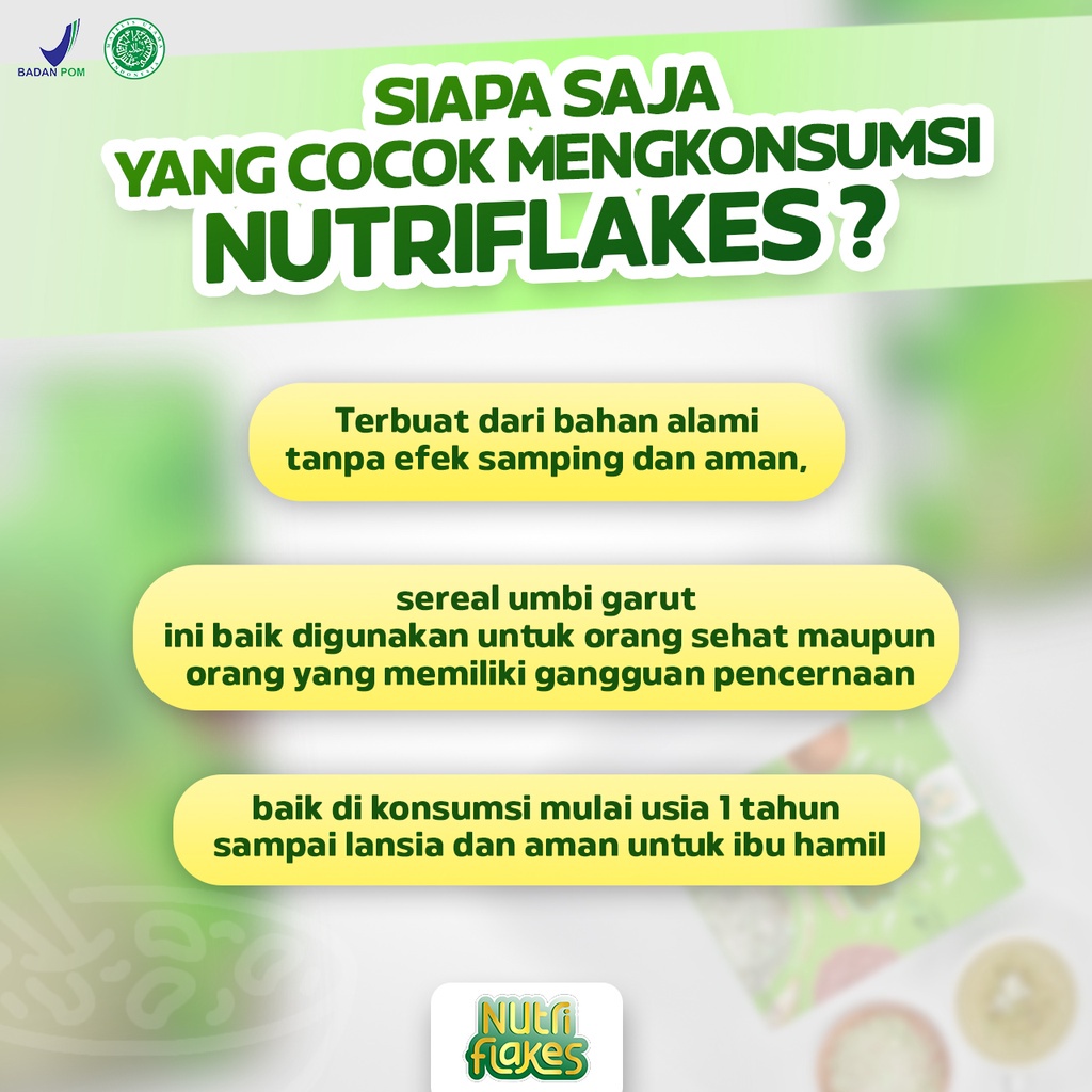 Nutriflakes Umbi Garut Asam Lambung Paket 1 Box Tuntaskan Asam Lambung Maag Gerd Gangguan Pencernaan Ekstra Daun Kelor Psyllium Husk Susu Etawa Netto 280g/Box