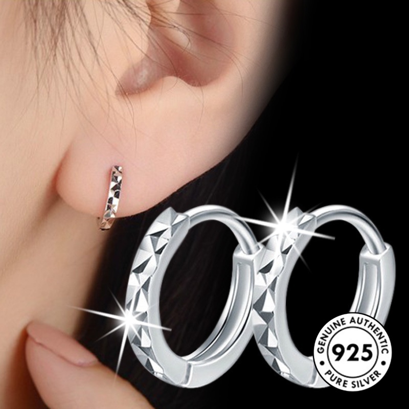 Anting Tusuk Motif Bunga Simple Warna Silver Untuk Wanita