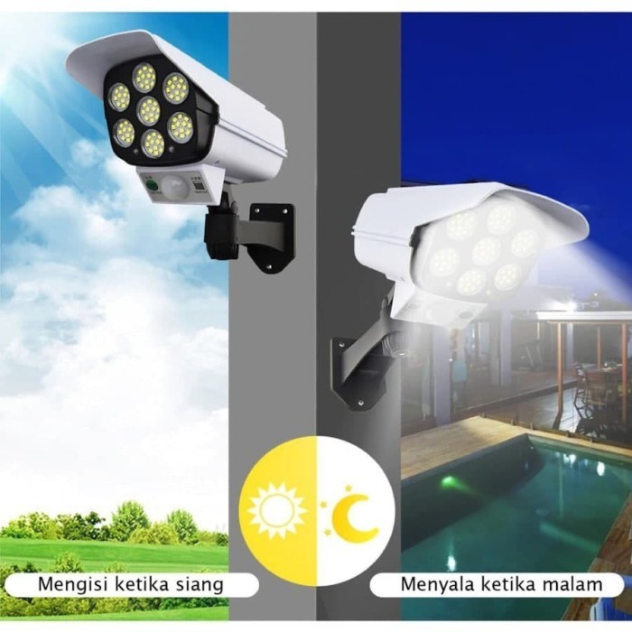 lampu led sorot solar cell otomatis sensor cahaya PIR with remote