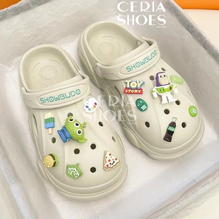 PVC Sandal Slop Wanita Clog Slip On Jibbitz Import Bangkok Rubber ELastic Super Soft Toy Story Sol Rubber Anti Slip Summer Sandals 218