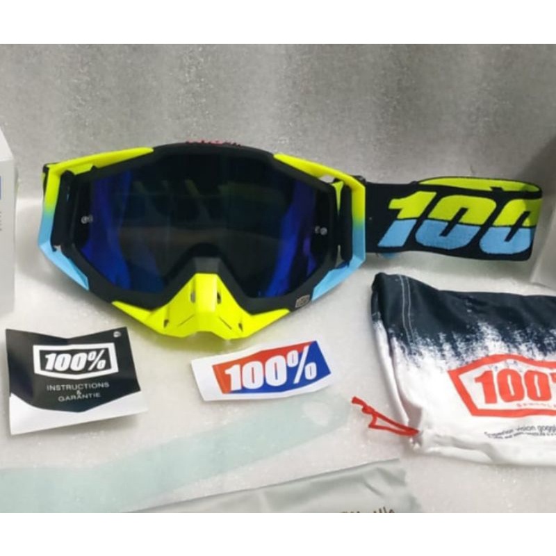 Kacamata Helm Cross Kacamata Google 100% Fullset 2 Lensa Stabilo