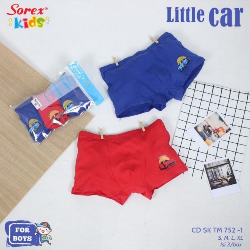 Sorex Kids Celana Dalam Boxer Anak Laki2x Isi 3 Pcs Super Soft TM 752