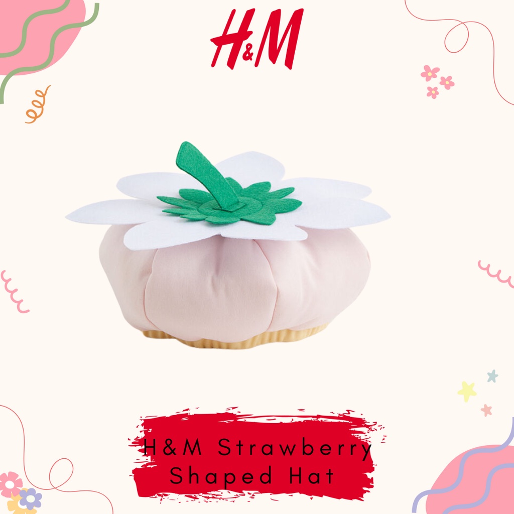 H&M  Strawberry Shaped Hat / Topi anak karakter strawberry / Topi anak perempuan / Topi HNM