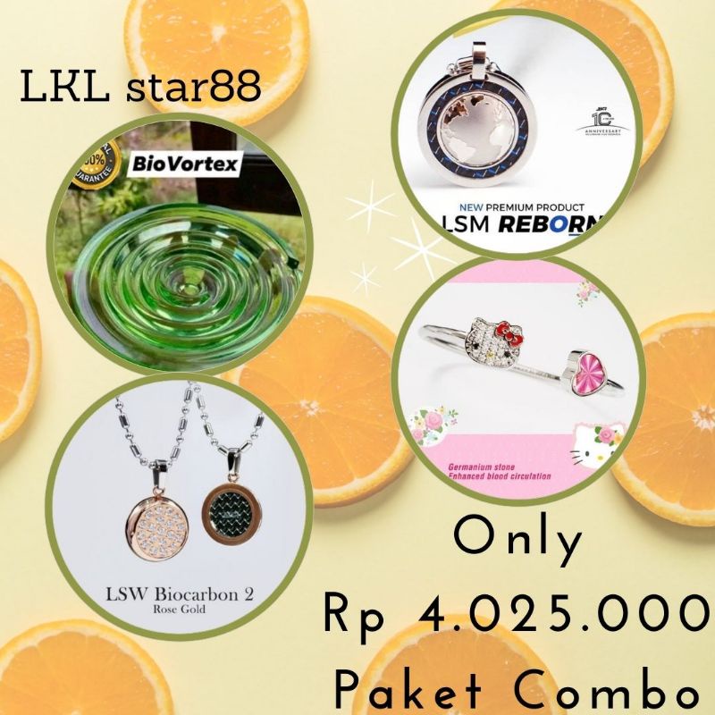 Paket Bioglass Bio Vortex D10cm + Pendant LSM Reborn + Pendant Biocarbon2 Rose Gold + Bangle Hello K