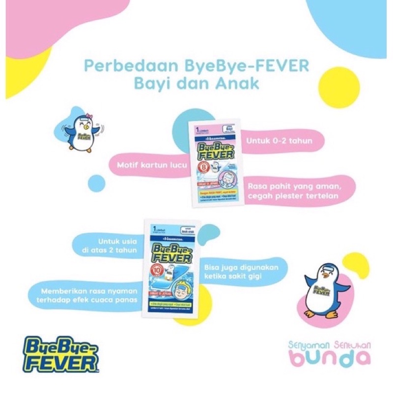 Bye Bye Fever Baby Kids Patch Pereda Demam Sakit Gigi Nyeri Anak Bayi Stiker Tempelan