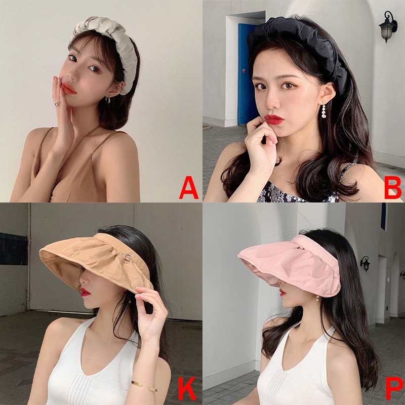 Topi Sunscreen Wanita Warna Solid Gaya Kasual Untuk Musim Panas