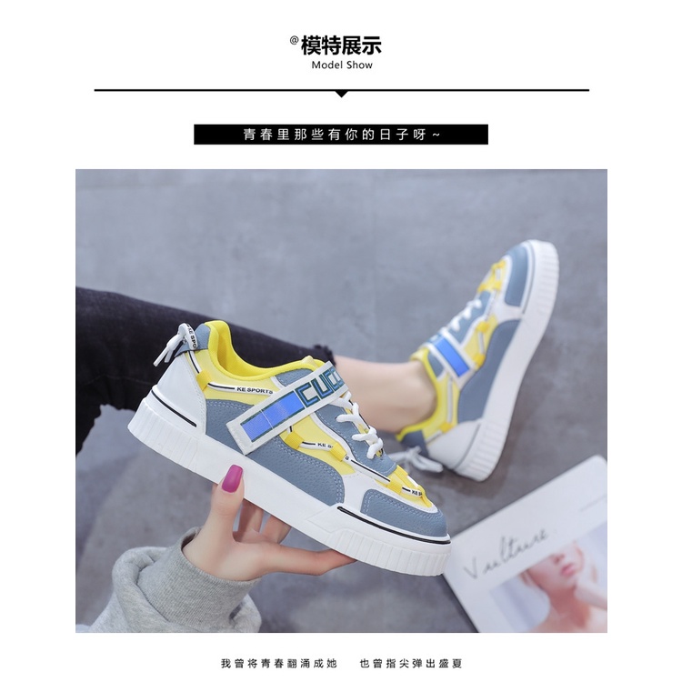 COD New Item !!! M19 Sepatu Sneakers Wanita Korea Casual Sport Shoes Sapatu Sneaker Cewek Import-KUNING