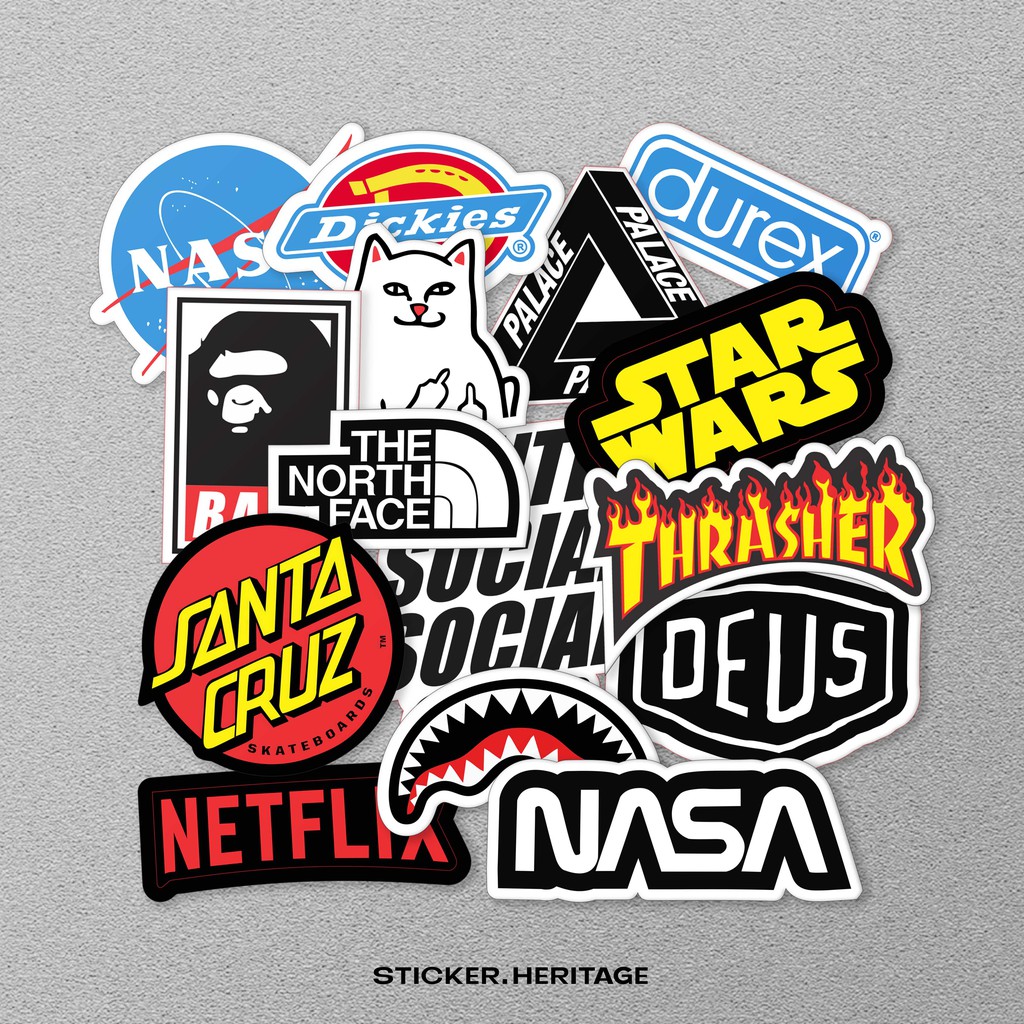 20 pcs Stiker Sticker Aesthetic logo brand nasa netflix untuk laptop case tumbler