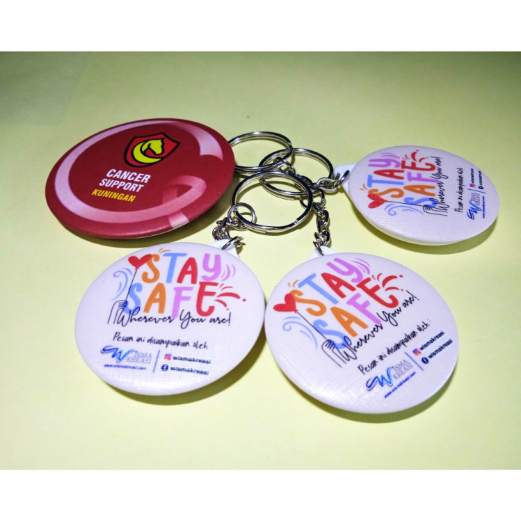 Pin Custom / Ganci Pin Gantungan Kunci Custom / Ganci Cermin / Ganci Bolak Balik