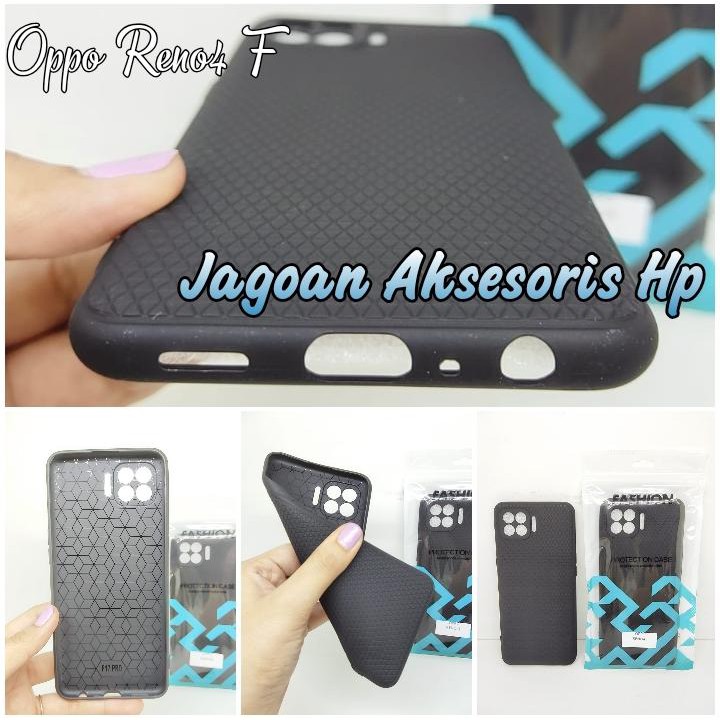 Softcase LUXURY Real Fiber Oppo Reno4 F 6.44 inchi with Pelindung Camera TPU Slim Matte