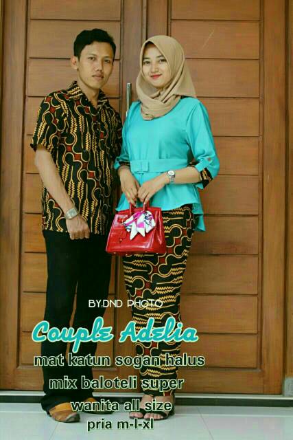 Sarimbit Batik Anggun Couple Sania Mawar ruffle - Warna Ungu, Tosca, pink, Biru, Kuning - M - L -XL.