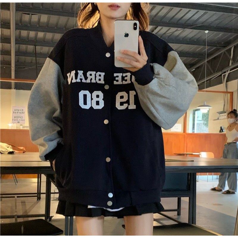 Ujee Baseball Sweater Wanita Korea | Jaket Baseball Wanita | Jaket Varsity Wanita | Baseball Korean Style