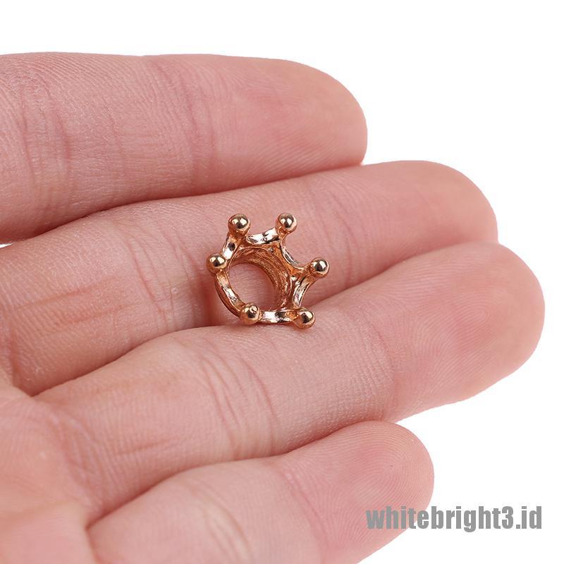 (white3) 2pcs Miniatur Mahkota Bahan Metal Skala 1: 12 Untuk Rumah Boneka