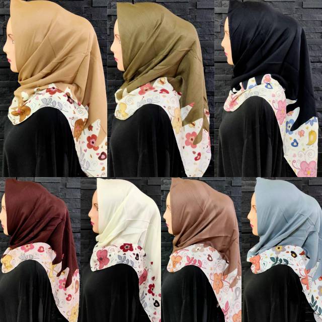 JILBAB SEGI EMPAT MOTIF BUNGA